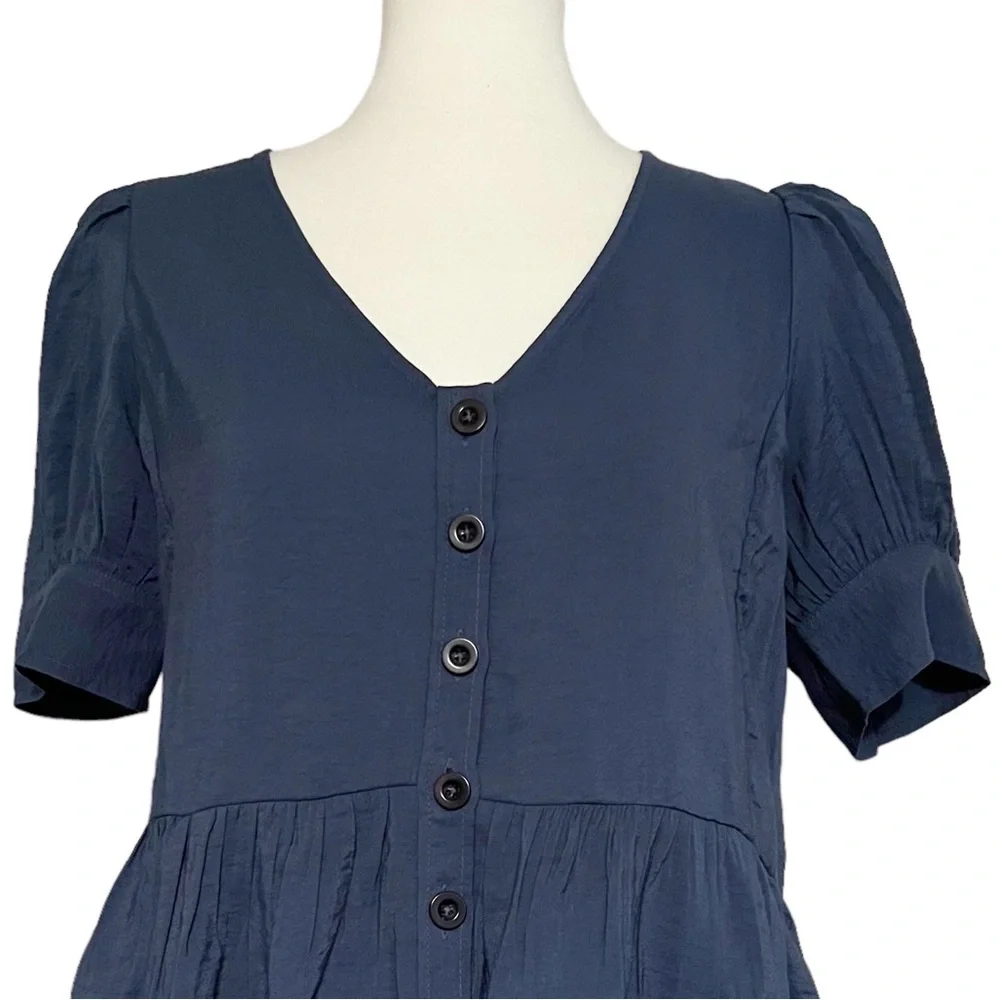 Madewell Drapeweave Puff-Sleeve‎ Peplum Top